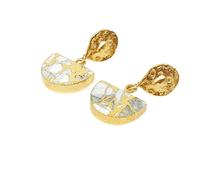 Harfi Women's Herkimer Diamond April Birthstone Statement Earrings in Gold Harfi Gold One Size