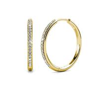 Harfi Women's Large Round Hoop 40mm Gold Plated Earrings With Certified Austrian Crystals in Silver | Size: 18 inches Harfi Silver 18 inches