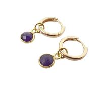 Harfi Women's Mini Amethyst February Birthstone Gold Plated Huggies in Purple Harfi Purple One Size
