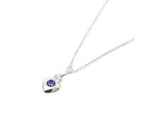 Harfi Women's Mini Amethyst February Birthstone Heart Silver Necklace in Purple | Size: 18 inches Harfi Purple 18 inches
