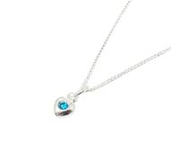 Harfi Women's Mini Aquamarine March Birthstone Heart Silver Necklace in Blue | Size: 18 inches Harfi Blue 18 inches