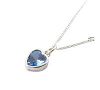 Harfi Women's Mini Heart Blue Topaz December Birthstone Necklace | Size: 18 inches Harfi Blue 18 inches