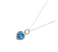 Harfi Women's Mini Heart Silver Aquamarine March Birthstone Necklace in Blue | Size: 18 inches Harfi Blue 18 inches