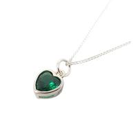 Harfi Women's Mini Heart Silver Emerald May Birthstone Necklace in Green | Size: 18 inches Harfi Green 18 inches