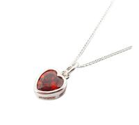 Harfi Women's Mini Heart Silver Garnet January Birthstone Necklace in Red | Size: 18 inches Harfi Red 18 inches