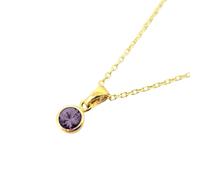 Harfi Women's Mini Round Amethyst February Birthstone Pendant Necklace in Purple | Size: 18 inches Harfi Purple 18 inches