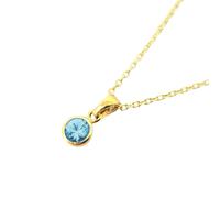 Harfi Women's Mini Round Aquamarine March Birthstone Pendant Necklace in Blue | Size: 18 inches Harfi Blue 18 inches