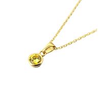Harfi Women's Mini Round Citrine November Birthstone Pendant Necklace in Orange | Size: 18 inches Harfi Orange 18 inches