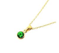 Harfi Women's Mini Round Emerald May Birthstone Pendant Necklace in Green | Size: 18 inches Harfi Green 18 inches