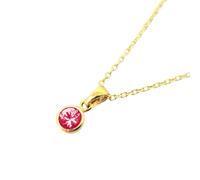 Harfi Women's Mini Round Ruby July Birthstone Pendant Necklace in Pink | Size: 18 inches Harfi Pink 18 inches
