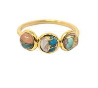 Harfi Women's Minimalist Opal Turquoise Gemstone Gold Vermeil Ring in Light Pink | Size: 54 (N) Harfi Light Pink 54 (N)