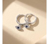 Harfi Women's Minimalist Small Evil Eye Charm Dainty Hoop Sterling Silver Earrings Harfi Silver One Size