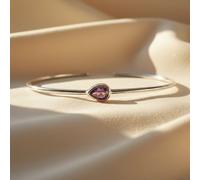 Harfi Women's Minimalist Sterling Silver Amethyst February Birthstone Bangle Bracelet in Purple Harfi Purple One Size