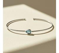 Harfi Women's Minimalist Sterling Silver Aquamarine March Birthstone Bangle Bracelet in Blue Harfi Blue One Size