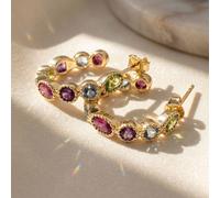 Harfi Women's Multicolour Gemstone Gold Plated Hoop Earrings Harfi Multicolor One Size