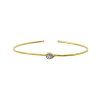 Harfi Women's Opal October Birthstone Crystal Gold Plated Bangle | Size: 7.5 inches Harfi Gold 7.5 inches