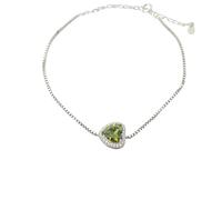 Harfi Women's Peridot August Birthstone Love Heart Charm Sterling Silver Bracelet | Size: 7 inches Harfi Silver 7 inches