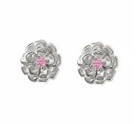 Harfi Women's Pink Toumaline October Birthstone Marigold Birthflower Stud Earrings in Silver Harfi Silver One Size