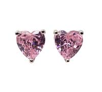Harfi Women's Pink Tourmaline Heart Sterling Silver Stud Gemstone Earrings Harfi Pink One Size