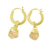 Harfi Women's Raw Citrine November Birthstone Huggie Hoops Gold Vermeil Plated Gemstone Earrings Harfi Gold One Size