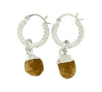 Harfi Women's Raw Citrine November Birthstone Huggie Hoops Sterling Silver Gemstone Earrings Harfi Silver One Size