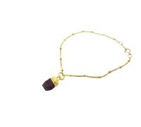 Harfi Women's Raw Garnet January Birthstone Gold Plated Bracelet in Dark Red | Size: 7 inches Harfi Dark Red 7 inches