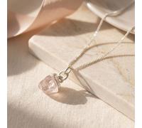 Harfi Women's Raw Rose Quartz October Birthstone Sterling Silver Necklace | Size: 18 inches Harfi Silver 18 inches
