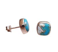 Harfi Women's Rose Gold Vermeil Plated Opal & Turquoise Gemstone Stud Earrings Harfi Gold One Size