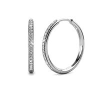 Harfi Women's Round Hoop 20mm Silver Earrings With Certified Austrian Crystals Harfi Silver 20mm