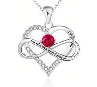 Harfi Women's Ruby Gemstone Heart Romantic Love Silver Necklace | Size: 18 inches Harfi Silver 18 inches