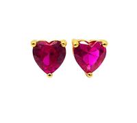 Harfi Women's Ruby Heart July Birthstone Stud Earrings in Gold Harfi Gold One Size