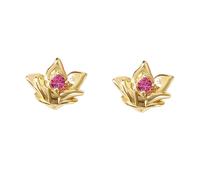 Harfi Women's Ruby July Birthstone Larkspur Birthflower Gold Plated Stud Earrings Harfi Gold One Size