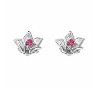 Harfi Women's Ruby July Birthstone Larkspur Birthflower Stud Earrings in Silver Harfi Silver One Size
