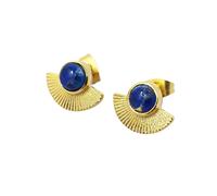 Harfi Women's Sapphire September Birthstone Gold Plated Fan Earrings Harfi Gold One Size