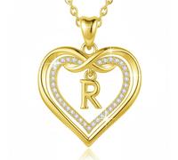 Harfi Women's Statement Love Heart Initial Necklace Gold Plated Necklace | Size: 18 inches Harfi Gold 18 inches