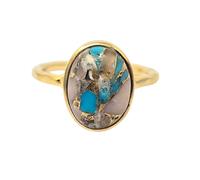 Harfi Women's Statement Opal Turquoise Gemstone Gold Vermeil Ring | Size: 57 (P) Harfi Gold 57 (P)