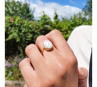 Harfi Women's Statement Rainbow Moonstone June Birthstone Ring in Gold | Size: Large Harfi Gold L
