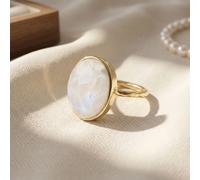 Harfi Women's Statement Rainbow Moonstone June Birthstone Ring in Gold | Size: P Harfi Gold P
