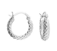 Harfi Women's Sterling Silver Basket Weave Hinged Hoops Harfi Silver One Size