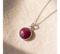 Harfi Women's Sterling Silver Plated Round Ruby Necklace | Size: 18 inches Harfi Silver 18 inches
