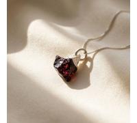 Harfi Women's Sterling Silver Raw Garnet January Birthstone Crystal Necklace in Dark Red | Size: 18 inches Harfi Dark Red 18 inches