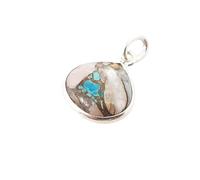 Harfi Women's Sterling Silver Round Bezel Opal & Turquoise Crystal Charm Pendant Harfi Silver One Size