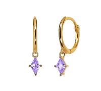 Harfi Women's Tiny Amethyst February Birthstone Dangle Rook Hoops in Purple Harfi Purple One Size