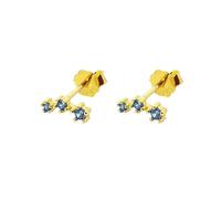 Harfi Women's Tiny Aquamarine March Birthstone Climber Stud Earrings in Blue Harfi Blue One Size