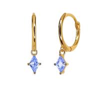 Harfi Women's Tiny Aquamarine March Birthstone Dangle Rook Hoops in Blue Harfi Blue One Size