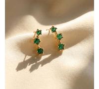 Harfi Women's Tiny Emerald May Birthstone Climber Stud Earrings in Green Harfi Green One Size