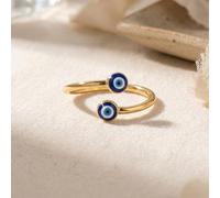 Harfi Women's Turkish Blue Evil Eye Nazar Gold Plated Stacking Ring Harfi Blue One Size