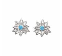 Harfi Women's Turquoise December Birthstone Holly Birthflower Stud Earrings in Silver Harfi Silver One Size