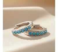 Harfi Women's Turquoise December Birthstone Small Silver Huggie Hoops in Blue Harfi Blue One Size