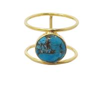 Harfi Women's Turquoise Gemstone Gold Vermeil Plated Statement Ring | Size: Large Harfi Gold L